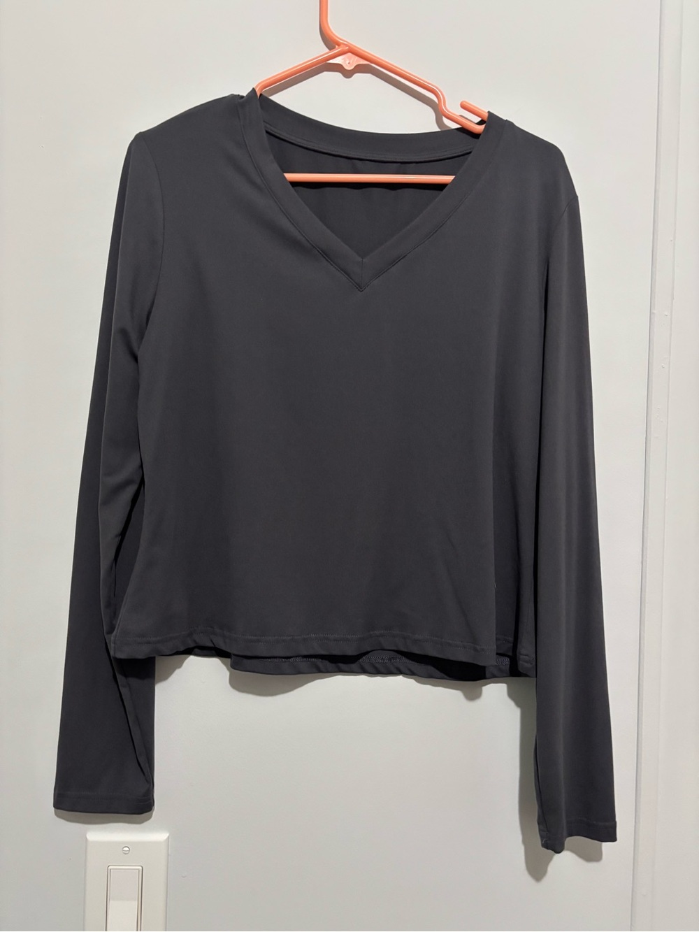 V-Neck Long Sleeve Women's Top - gray